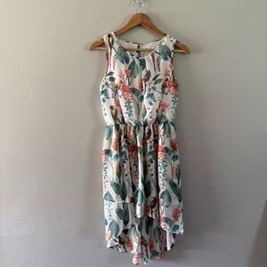 H&M White Sleeveless Jungle High-Low Dress